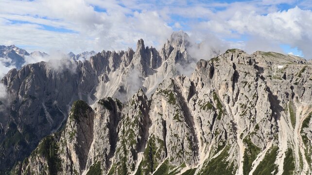 Drone photo Tre Cime Natural Park, Parco Naturale Tre Cime  Dolomites Italy europe