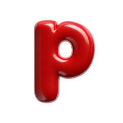 red cartoon letter P - Lowercase 3d glossy font - Suitable for events, design or passion related subjects