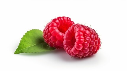 Fresh, juicy, ripe raspberries. On a white background.Generation ai.