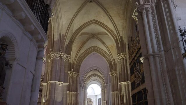 Interior of a gothic cathedral in Spain. Gothic architecture, cathedral of Burgo de Osma