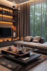 Ultra Modern & Luxury Living Room, Natural Light coming from the Windows.