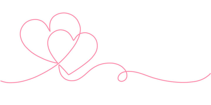 Double pink heart line art vector illustration