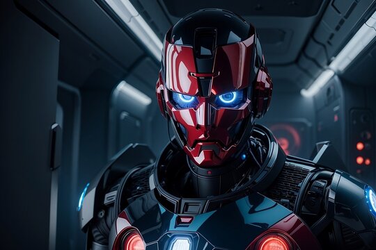 AI angry broken futuristic robot