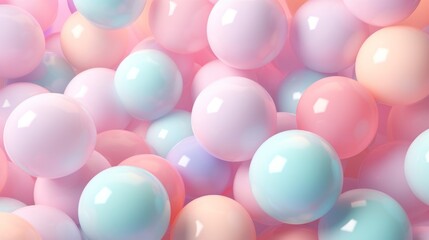 Pastel beautiful advertising delicate background. Bubbles and balls. AI generation.