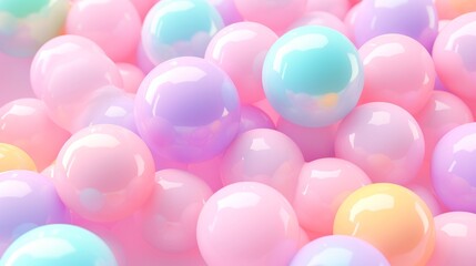 Pastel beautiful advertising delicate background. Bubbles and balls. AI generation.