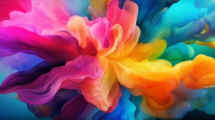 Fototapeta premium Colorful beautiful advertising background. Bold, bright colors. Smoke, waves, gradient. AI generation.