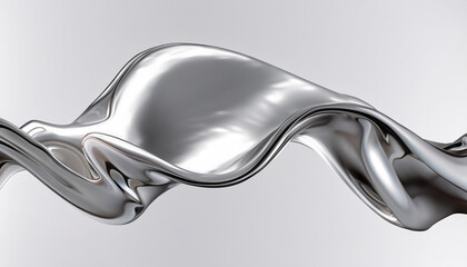 Abstract silver gradient background. Flow chrome liquid metal waves. AI Generative