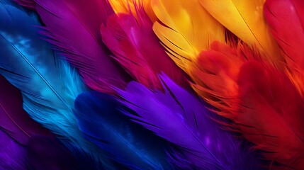 Colorful beautiful advertising background. From bright feathers. AI generation.