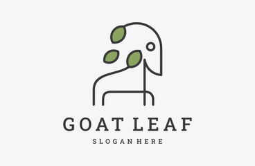 goat with leaf logo simple flat icon on white background
