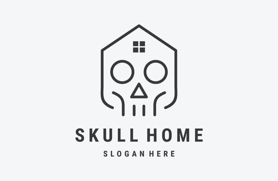 This logo is a combination of a skull and a house. The style of this logo