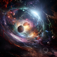 Black Hole Wormhole in Deep Space Swirling Gas - obrazy, fototapety, plakaty