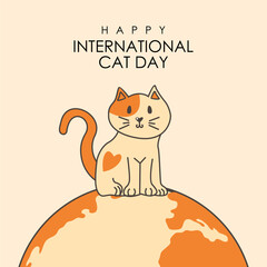 vector happy international cat day poster template