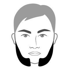 Mutton Chops Beard style men in face illustration Facial sideburns hair. Vector grey black portrait male Fashion template flat barber set. Stylish hairstyle isolated outline on white background.