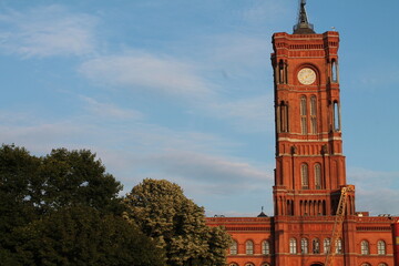 Church tower and clock tower