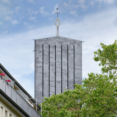 steeple of the catholic parish church of st. mechtern in cologne ehrenfeld