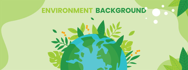 Environment background with earth, tree and flower. nature inspired vector illustration