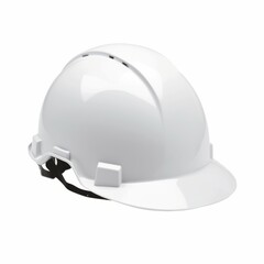 a white high impact safety hard hat on a white background, generative ai