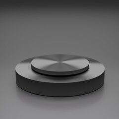 abstract metal clean 3d room with set of realistic steps cylinder pedestal podium minimal wall scene