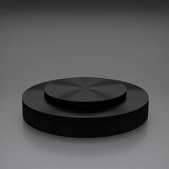 abstract metal clean 3d room with set of realistic steps cylinder pedestal podium minimal wall scene