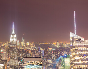 View of New York Manhattan during sunset hours