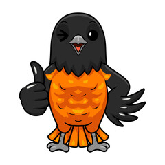 Cute baltimore oriole bird cartoon giving thumb up
