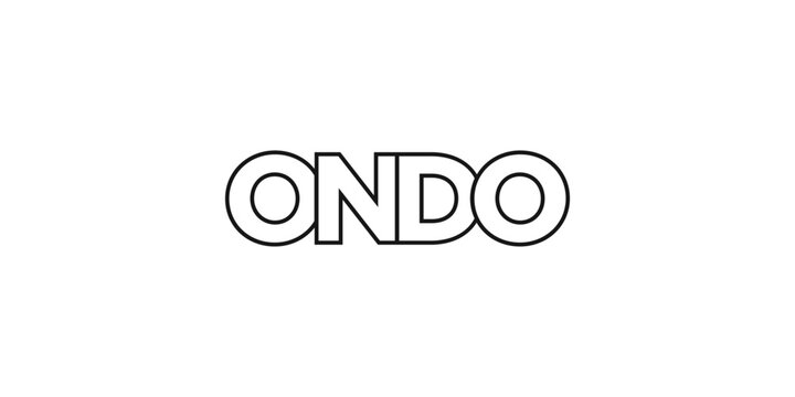 Ondo in the Nigeria emblem. The design features a geometric style, vector illustration with bold typography in a modern font. The graphic slogan lettering.