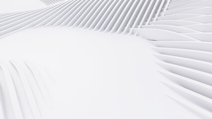 Abstract Curved Shapes. White Circular Background.