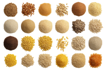 Collection of Cereals and Grains. isolated object, transparent background