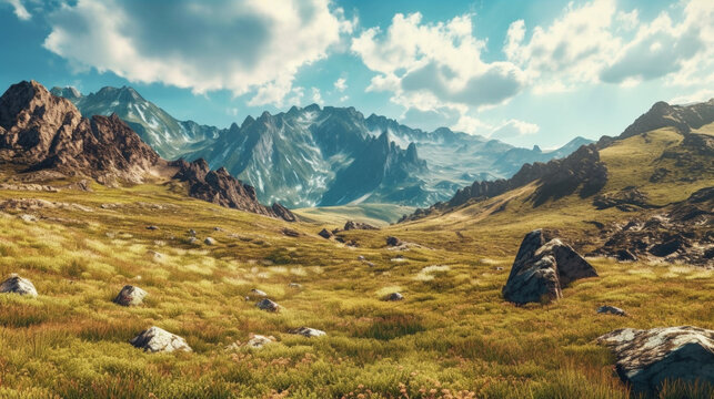 landscape in the mountains HD 8K wallpaper Stock Photographic Image
