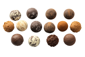 Collection of Chocolate Truffles. isolated object, transparent background