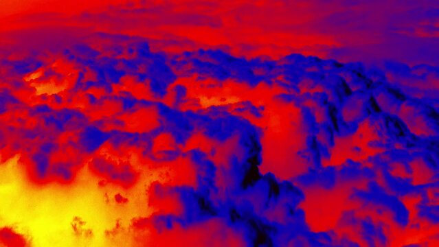Flying over the surface of cumulus clouds. Analog of infrared scanning.