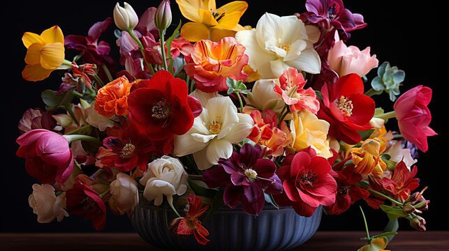 bouquet of tulips HD 8K wallpaper Stock Photographic Image
