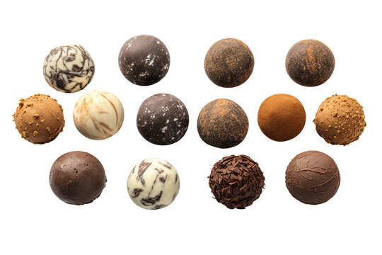 Collection of Chocolate Truffles. isolated object, transparent background