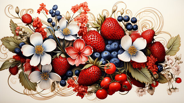 set of berries HD 8K wallpaper Stock Photographic Image
