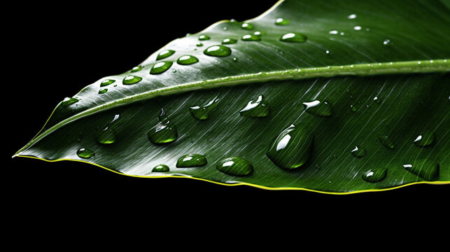 water drops on leaf HD 8K wallpaper Stock Photographic Image