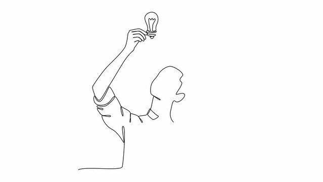 Self drawing animation of one single line draw concept of finding brilliant ideas. Full length animation illustration. High quality 4k footage.