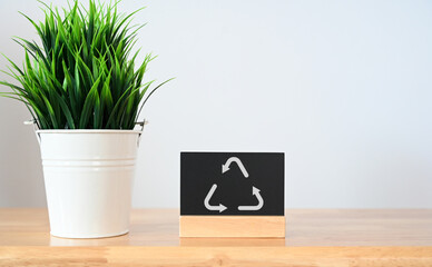 Recycle Mark on the Blackboard Inspiring Environmental Consciousness