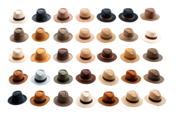 Collection of Hats. isolated object, transparent background