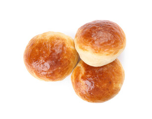 Tasty scones prepared on soda water isolated on white, top view