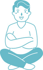 young man sitting confident gesture illustration