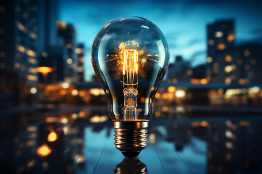 Business environment illuminates a bulb, signifying the success of an idea Generative AI
