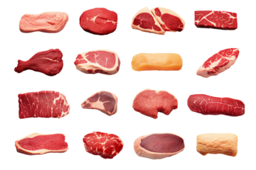 Collection of Meats. isolated object, transparent background