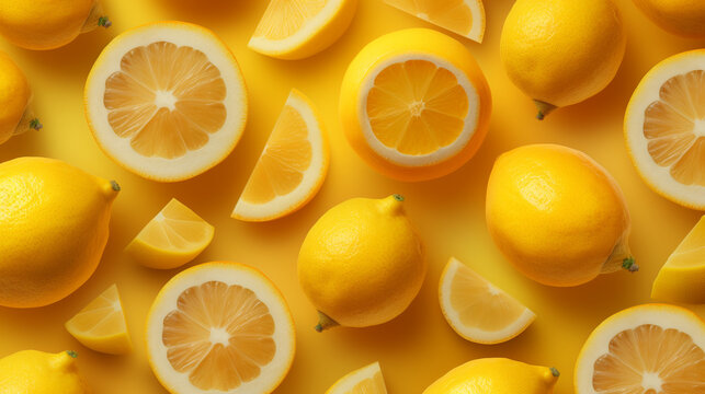 lemon and orange slices HD 8K wallpaper Stock Photographic Image