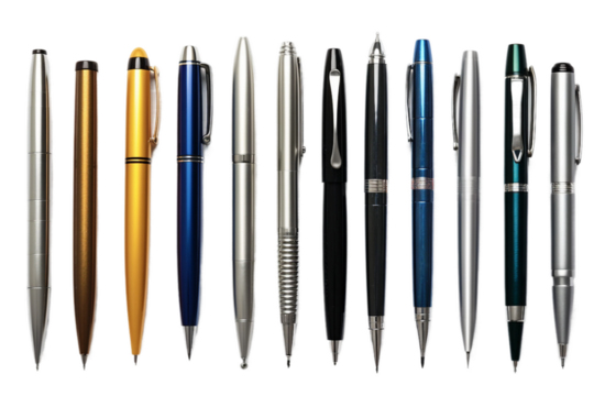 Collection of Pens. isolated object, transparent background