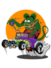 Fotobehang Rat fink illustration monster ride bone shaker © Tito