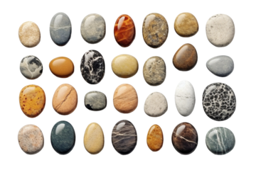 Collection of Stones. isolated object, transparent background