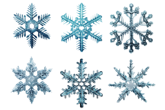 Collection of Snowflakes. isolated object, transparent background