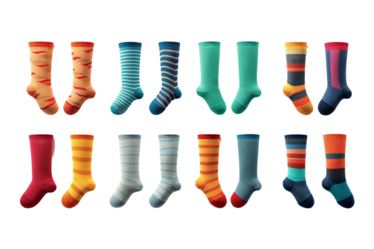 Collection of Socks. isolated object, transparent background
