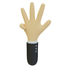 Obraz premium 3D Rendering of Hand with pose of four