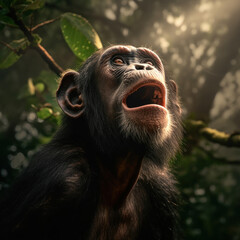 Cute Beautiful Chimps, Wildlife Photography, Generative AI